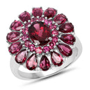 6.19 Carat Genuine Rhodolite and White Topaz .925 Sterling Silver Ring-1