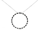 .925 Sterling Silver 3.0 Cttw Alternating Black and White Diamond Open Hoop Circle Pendant Necklace (H-I Color, I3 Clarity) - 18" Inches-1