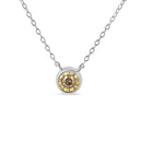 .925 Sterling Silver 1/5 Cttw Bezel Set Champagne Diamond Solitaire 18" Pendant Necklace (K-L Color, I1-I2 Clarity)-1