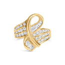 14K Yellow Gold 1 1/3 Cttw Channel Set Diamond Bypass Cocktail Ring (J-K Color, I1-I2 Clarity) - Ring Size 7-1