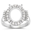 0.83 Carat Genuine White Diamond 14K White Gold Semi Mount Ring - holds 11x9mm Oval Gemstone-2
