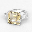 11.45 Carat Genuine Lemon Quartz and White Topaz .925 Sterling Silver Ring-4