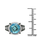 5.43 Carat Genuine Swiss Blue Topaz & Blue Diamond .925 Sterling Silver Ring-3