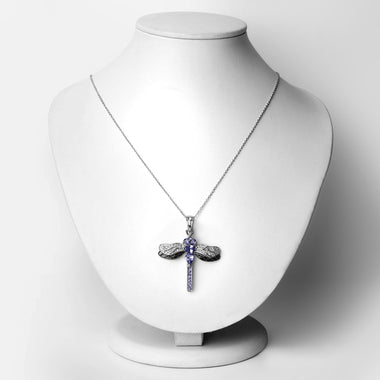 1.99 Carat Genuine Tanzanite and White Zircon .925 Sterling Silver Pendant - 0