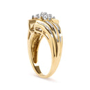 10K Yellow Gold 1/2 Cttw Round And Baguette-cut Diamond Cluster Head and Channel Set Shank Ring (H-I Color, I1-I2 Clarity) - Ring Size 7-3
