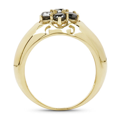 14K Yellow Gold Plated 0.98 Carat Genuine Black Diamond .925 Sterling Silver Ring - 0