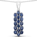 10.40 Carat Genuine Blue Sapphire .925 Sterling Silver 3 Piece Jewelry Set (Ring, Earrings, and Pendant w/ Chain)-3