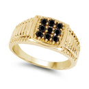 14K Yellow Gold Plated 0.63 Carat Genuine Black Diamond .925 Sterling Silver Ring-2
