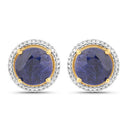 5.20 Carat Dyed Sapphire and White Diamond .925 Sterling Silver Earrings-1