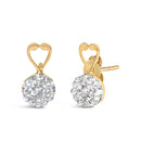 14K Yellow Gold 1ct. TDW Round-cut Diamond Earrings (I-J,SI2-I1)-2