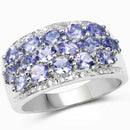 2.76 Carat Genuine Tanzanite and White Topaz .925 Sterling Silver Ring-1