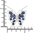 2.94 Carat Genuine Blue Sapphire and White Zircon .925 Sterling Silver Necklace-3