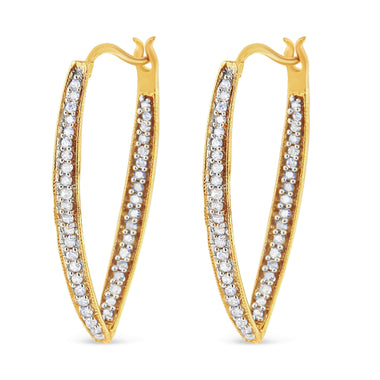 10K Yellow Gold 1/2 Cttw Round-Cut Diamond Modern Hoop Earrings (I-J Color, I2-I3 Clarity) - 0