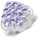 2.41 Carat Genuine Tanzanite and White Topaz .925 Sterling Silver Ring-1