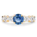 1.27 Carat Genuine Blue Sapphire and White Diamond 14K Yellow Gold Ring-3