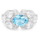 3.20 Carat Genuine Blue Topaz and White Zircon .925 Sterling Silver Ring-3