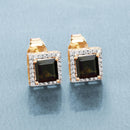 1.55 Carat Genuine Green Tourmaline and White Diamond 14K Yellow Gold Earrings-2