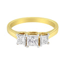 10K Yellow Gold Princess-Cut Diamond Three Stone Band Ring (1 Cttw, J-K Color, I1-I2 Clarity) - Size 6-3