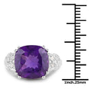 5.87 Carat Genuine Amethyst and White Diamond .925 Sterling Silver Ring-3