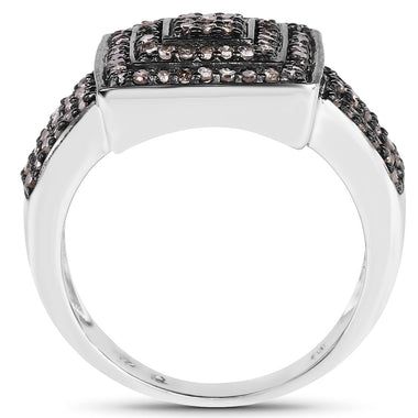 0.42 Carat Genuine Champagne Diamond .925 Sterling Silver Ring - 0
