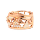 14K Rose Gold 1/3 Cttw Diamond and Pink Tourmaline Cigar Band Ring with White Enamel (G-H Color, SI1-SI2 Clarity)-5
