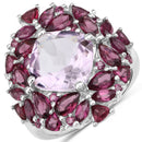 8.19 Carat Genuine Pink Amethyst and Rhodolite .925 Sterling Silver Ring-1