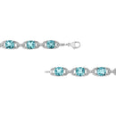 .925 Sterling Silver 7x7 mm Cushion Cut Blue Topaz and 1/20 cttw Round Cut Diamond Fashion Tennis Bracelet (I-J Color, I1-I2 Clarity) - 7"-3