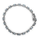 .925 Sterling Silver 11.0 Cttw Oval Shaped Created Light Blue Topaz Link Bracelet - 7 inch-3