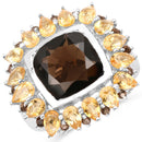9.16 Carat Genuine Smoky Quartz & Citrine .925 Sterling Silver Ring-1