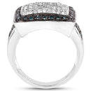 0.64 Carat Genuine White Diamond and Blue Diamond .925 Sterling Silver Ring-2