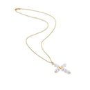 14k Yellow Gold Pearl Cross Pendant-3