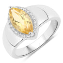 1.49 Carat Genuine Citrine and White Topaz .925 Sterling Silver Ring-1