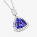 1.71 Carat Genuine Tanzanite and White Diamond 14K White Gold Pendant-2