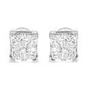 10K White Gold 3/4 Cttw Invisible Set Princess-Cut Diamond Composite Square Stud Earrings (H-I Color, SI2-I1 Clarity)-3