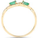 0.35 Carat Genuine Zambian Emerald and White Diamond 14K Yellow Gold Ring-2