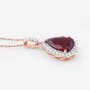 3.29 Carat Genuine Rhodolite and White Diamond 14K Rose Gold Pendant-4
