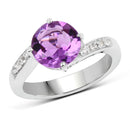 2.55 Carat Genuine Amethyst and White Topaz .925 Sterling Silver Ring-1