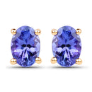 1.24 Carat Genuine Tanzanite 14K Yellow Gold Earrings-1
