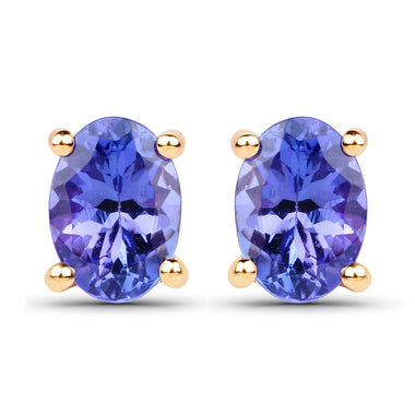 1.24 Carat Genuine Tanzanite 14K Yellow Gold Earrings