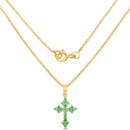 14K Yellow Gold Plated 1.05 Carat Genuine Zambian Emerald .925 Sterling Silver Pendant-2