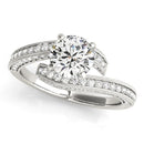 14k White Gold Round Diamond Bypass Style Engagement Ring (1 1/2 cttw)-1