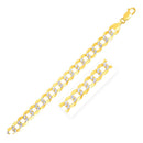 8.2mm 14k Two Tone Gold Pave Curb Bracelet-2