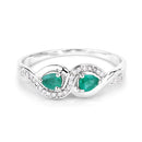 0.35 Carat Genuine Zambian Emerald and White Diamond 14K White Gold Ring-3