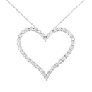 .925 Sterling Silver 3.0 cttw Round-Cut Diamond Open Heart Pendant Necklace (I-J Color, I2-I3 Clarity) - 18"-1