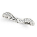14k White Gold Curved Diamond Wedding Ring (1/10 cttw)-1