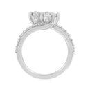 10K White Gold Two-Stone Miracle-Set Diamond Bypass Ring (1 Cttw, H-I Color, I1-I2 Clarity) - Size 6-4