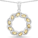 1.73 Carat Genuine Citrine and White Topaz .925 Sterling Silver Pendant-1