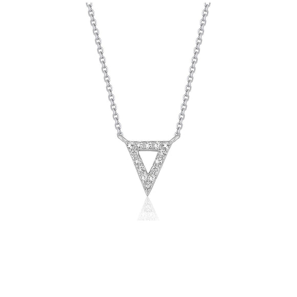 Diamond Inverted Triangle Pendant in 14k White Gold