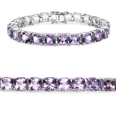 27.60 Carat Genuine Amethyst .925 Sterling Silver Bracelet - 0