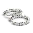 14k White Gold Two Sided Prong Set Diamond Hoop Earrings (3 1/2 cttw)-3